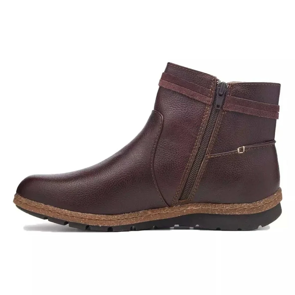 b.o.c. Born Concept Women Burgundy Leather Ankle Boots Size 8 Addi